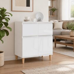 High Gloss White Sideboard with Drawers and Compartments