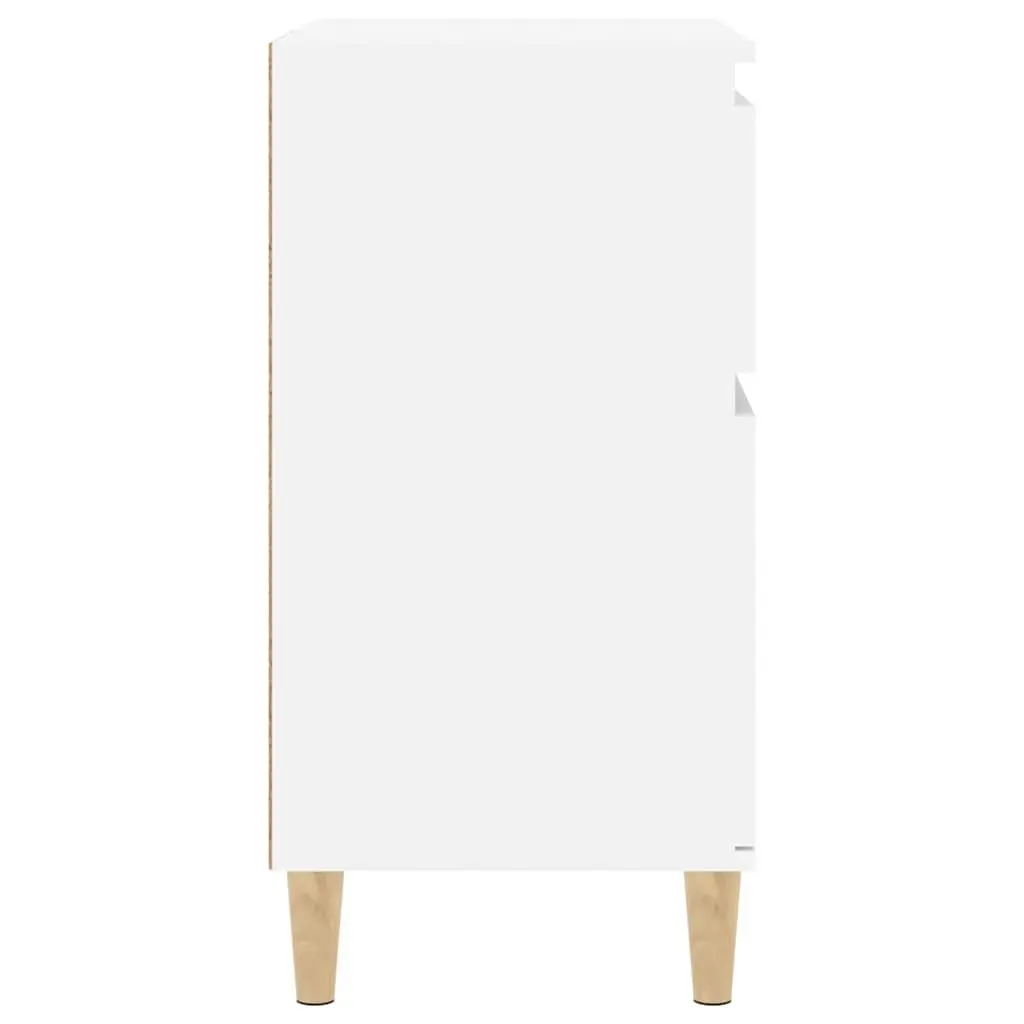Sideboard High Gloss White 60x35x70cm Engineered Wood with Eucalyptus Wood Feet