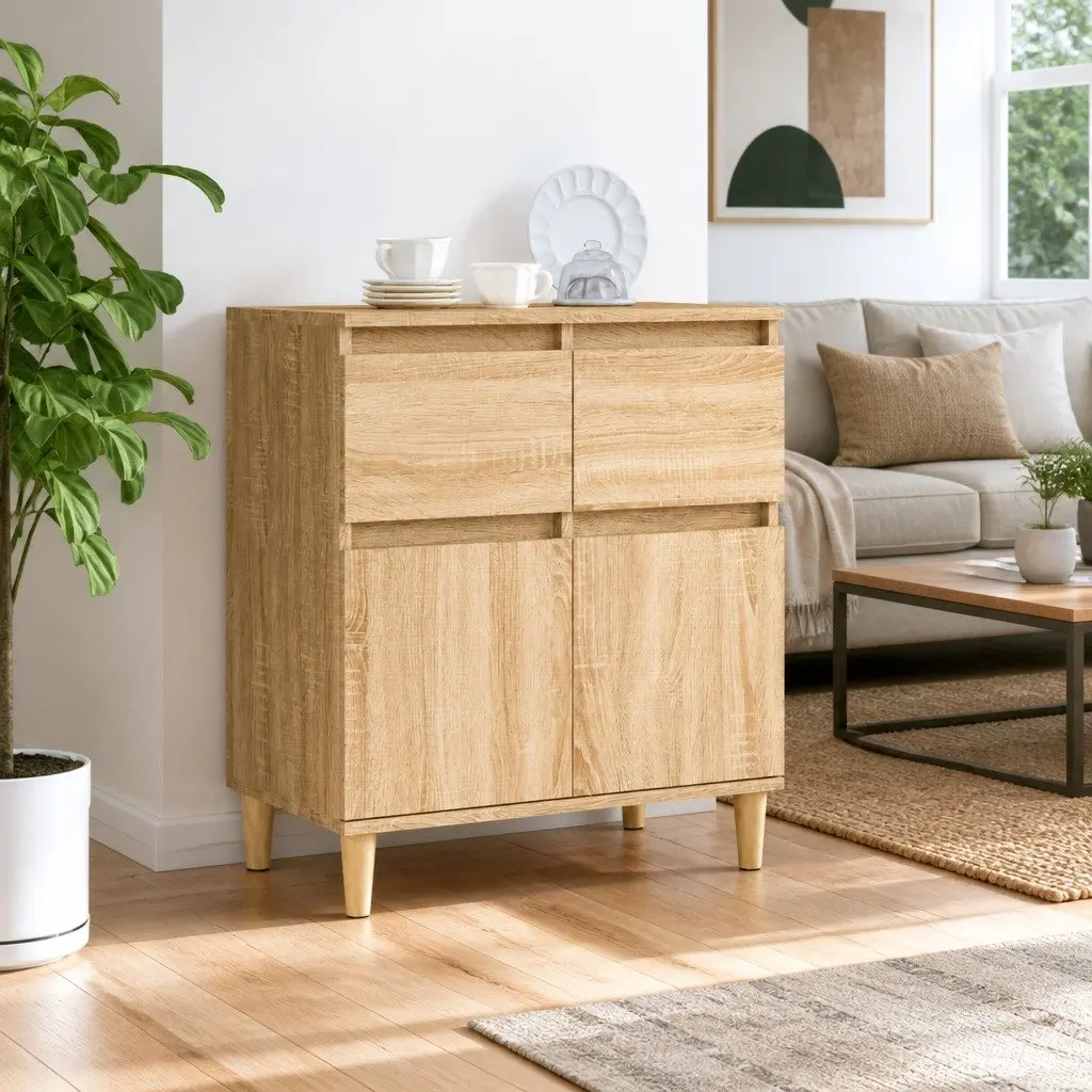 Storage Cabinet Engineered Wood Brown 60x35x70cm with Drawers and Door Compartments