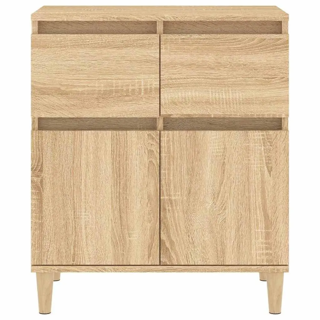 Storage Cabinet Engineered Wood Brown 60x35x70cm with Drawers and Door Compartments