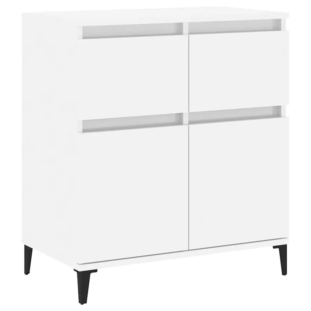Sideboard High Gloss White 60x35x70cm Engineered Wood 2 Drawer