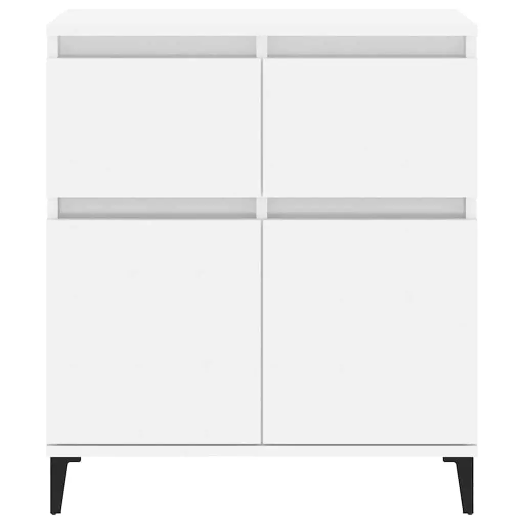 Sideboard High Gloss White 60x35x70cm Engineered Wood 2 Drawer