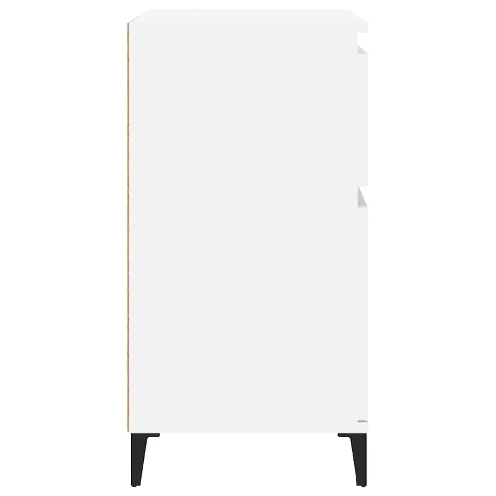 Sideboard High Gloss White 60x35x70cm Engineered Wood 2 Drawer