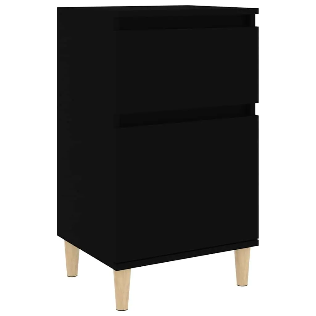 Bedside Cabinet Black 40x35x70cm Engineered Wood Storage Organizer