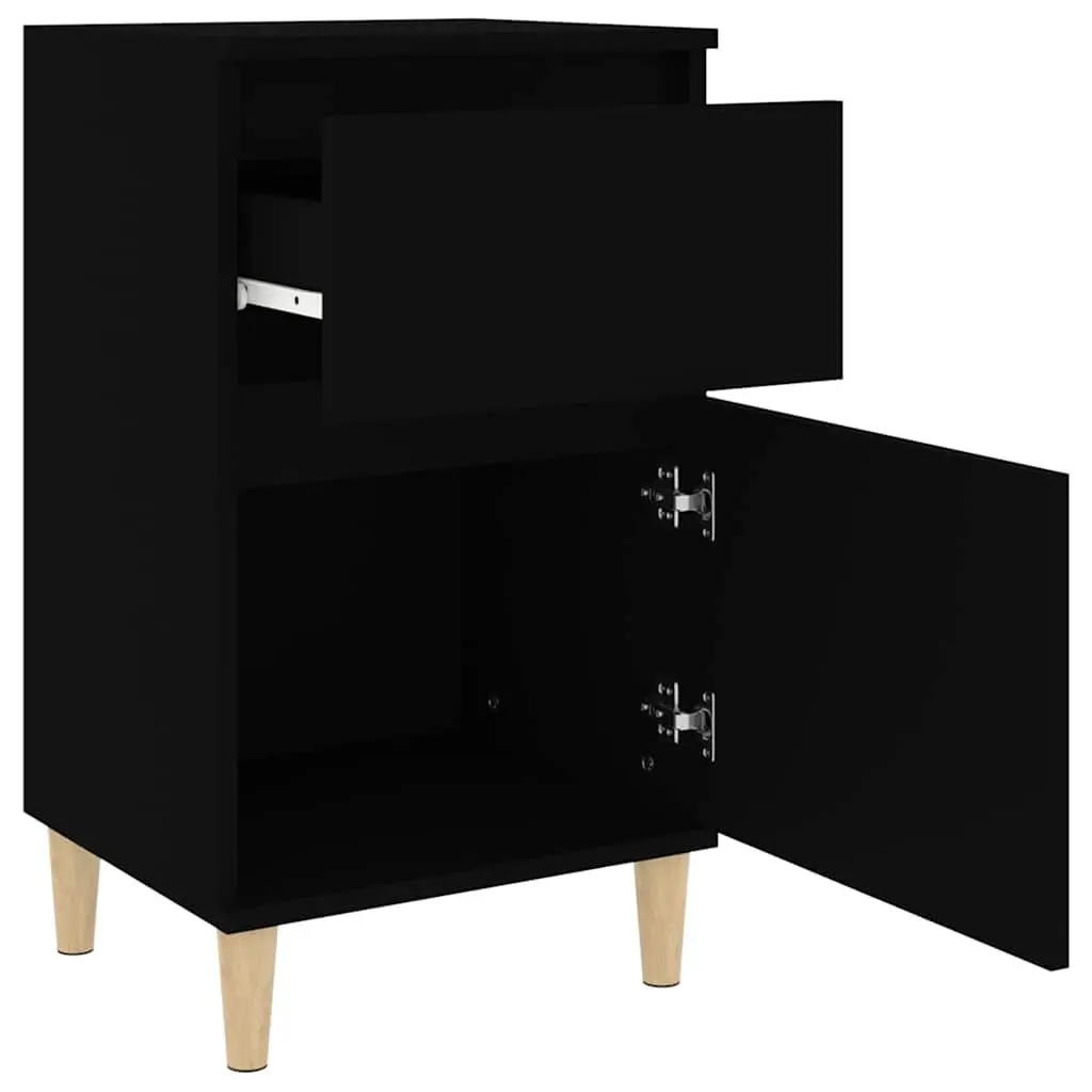 Bedside Cabinet Black 40x35x70cm Engineered Wood Storage Organizer