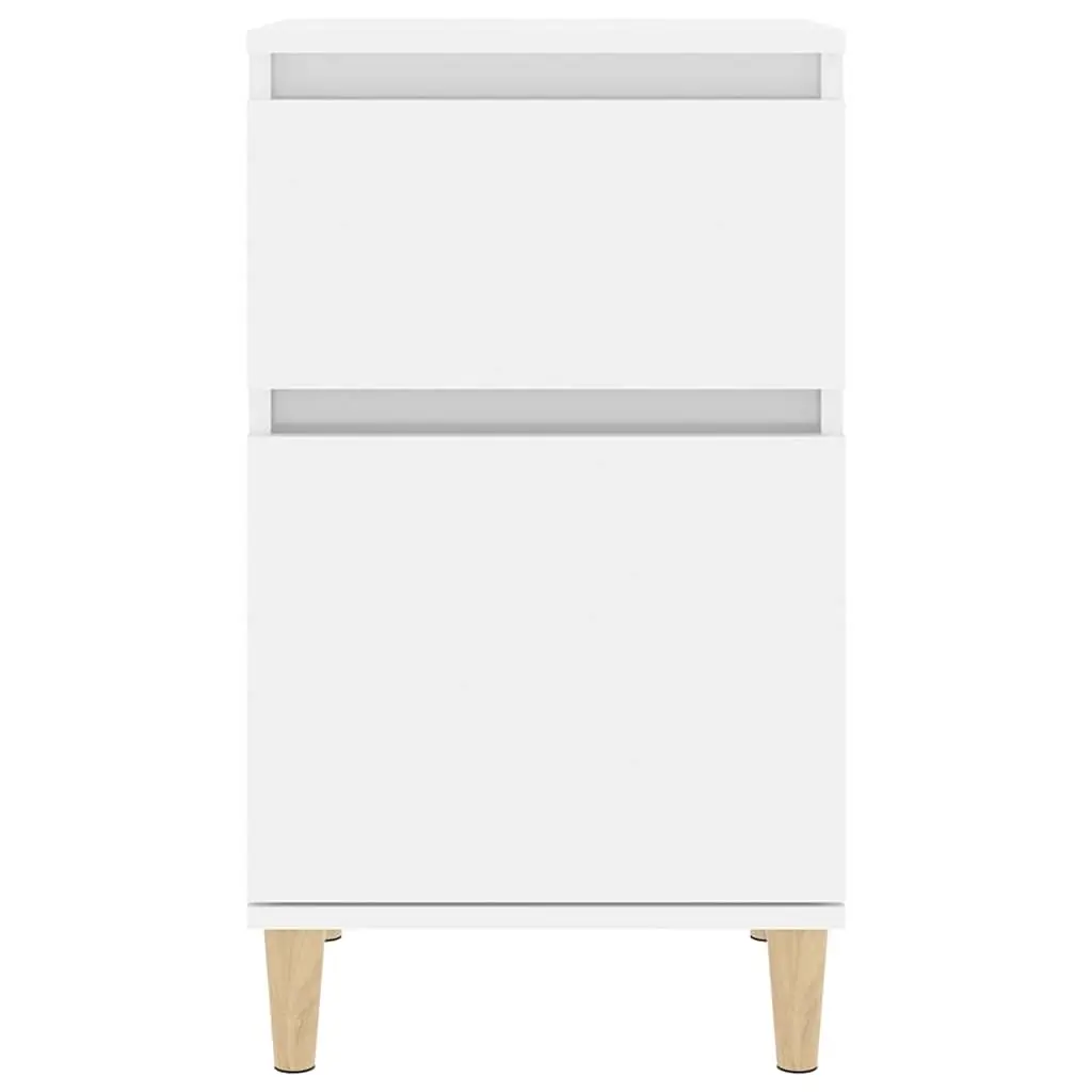 Bedside Cabinets White High Gloss 2 pcs Engineered Wood Nightstand Storage Furniture Set