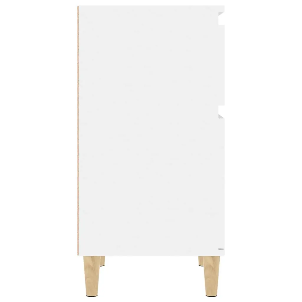 Bedside Cabinets White High Gloss 2 pcs Engineered Wood Nightstand Storage Furniture Set