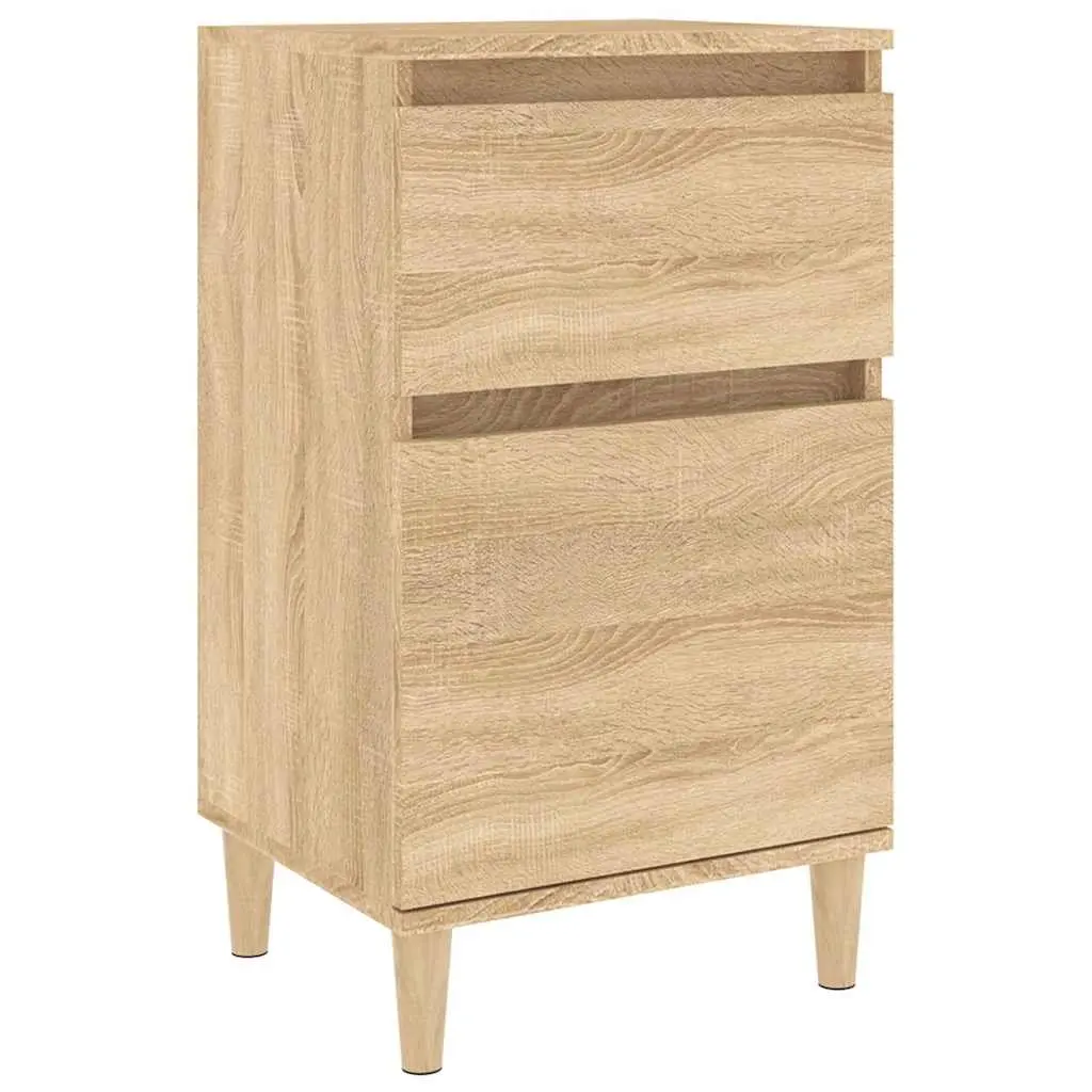 Bedside Table Cabinet Brown Engineered Wood 40 x 35 x 70 cm Storage Nightstand