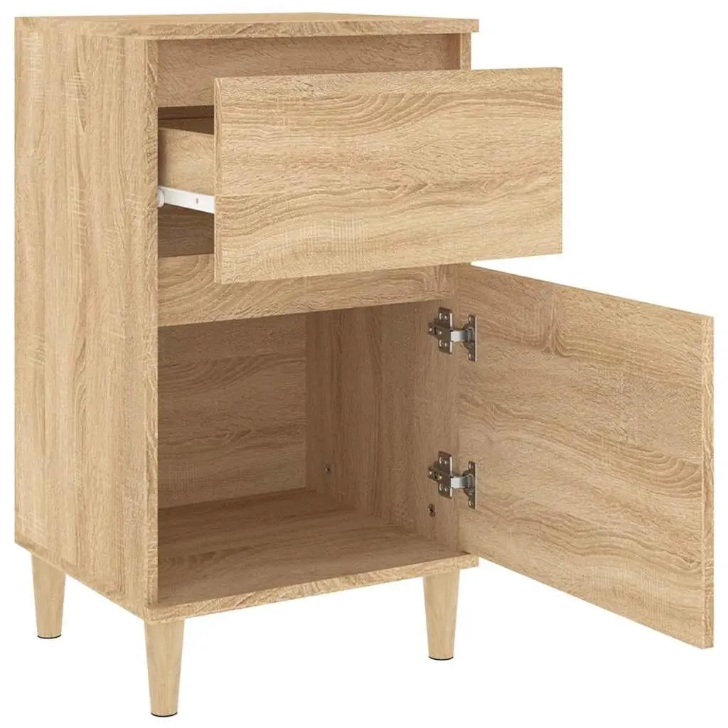 Bedside Table Cabinet Brown Engineered Wood 40 x 35 x 70 cm Storage Nightstand