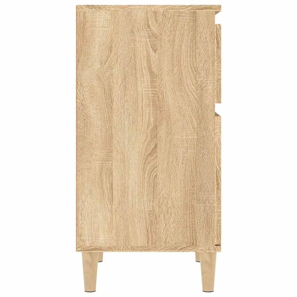 Bedside Table Cabinet Brown Engineered Wood 40 x 35 x 70 cm Storage Nightstand