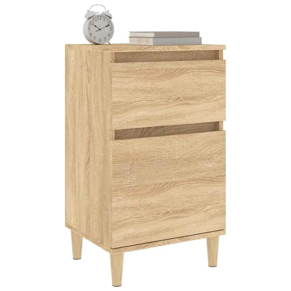 Bedside Table Cabinet Brown Engineered Wood 40 x 35 x 70 cm Storage Nightstand