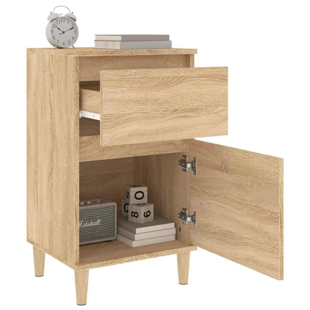 Bedside Table Cabinet Brown Engineered Wood 40 x 35 x 70 cm Storage Nightstand
