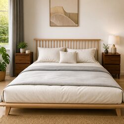 Brown Oak Nightstand Table for Storage and Display