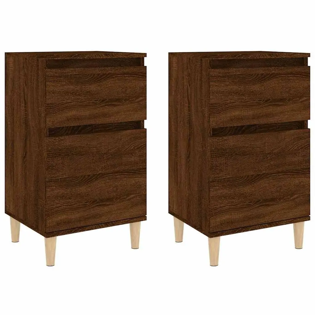 Bedside Table Brown Oak Storage Nightstand 40x35x70cm Engineered Wood