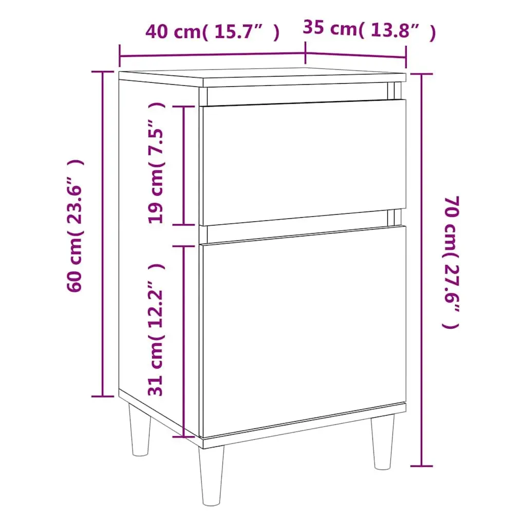 Bedside Table Brown Oak Storage Nightstand 40x35x70cm Engineered Wood