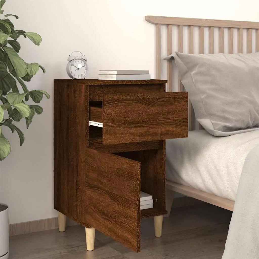 Bedside Table Brown Oak Storage Nightstand 40x35x70cm Engineered Wood