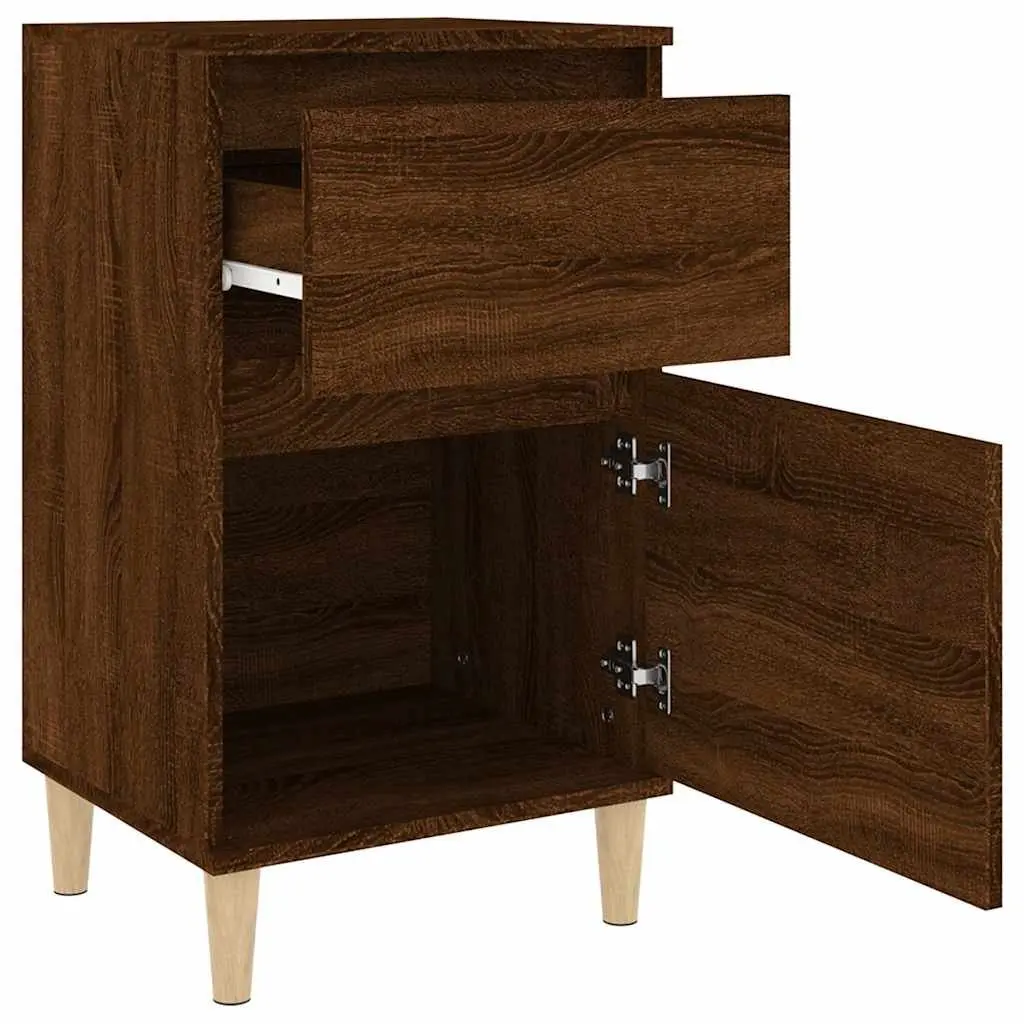 Bedside Table Brown Oak Storage Nightstand 40x35x70cm Engineered Wood