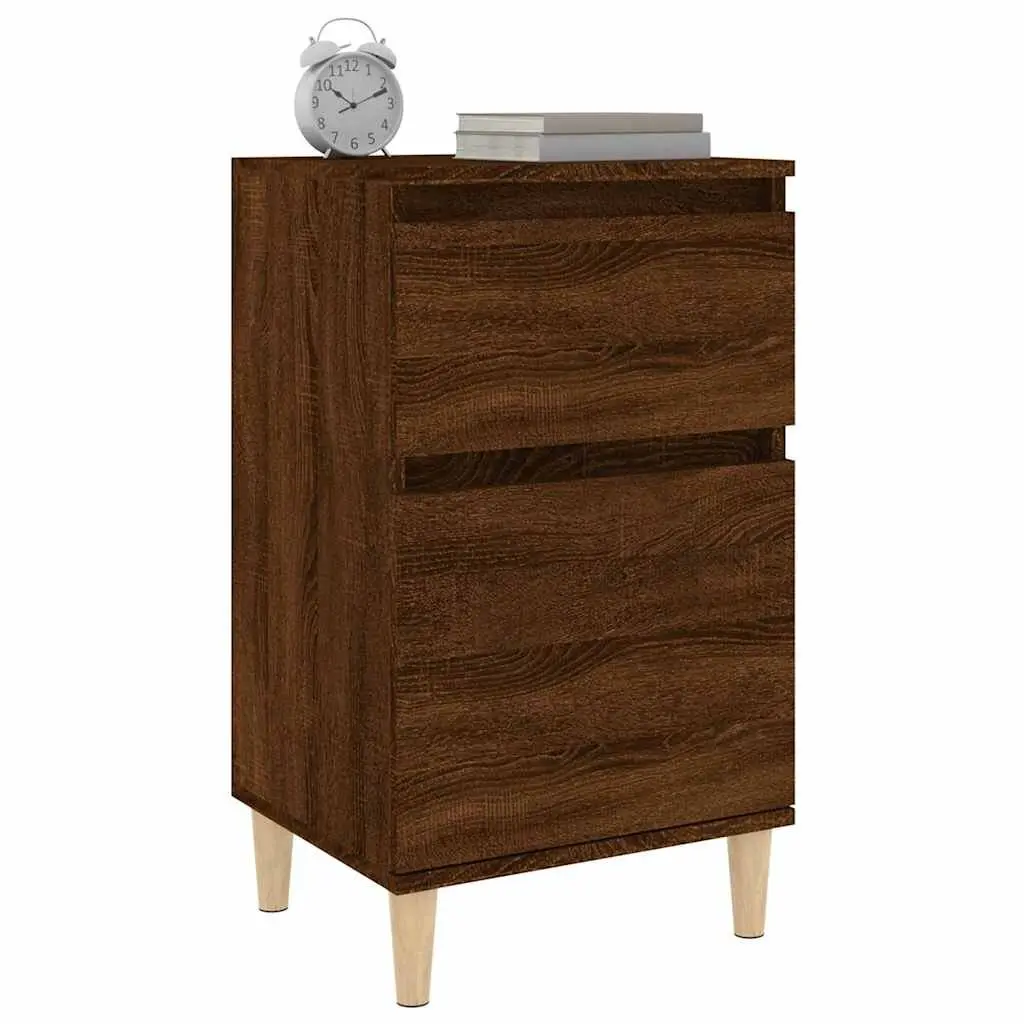Bedside Table Brown Oak Storage Nightstand 40x35x70cm Engineered Wood