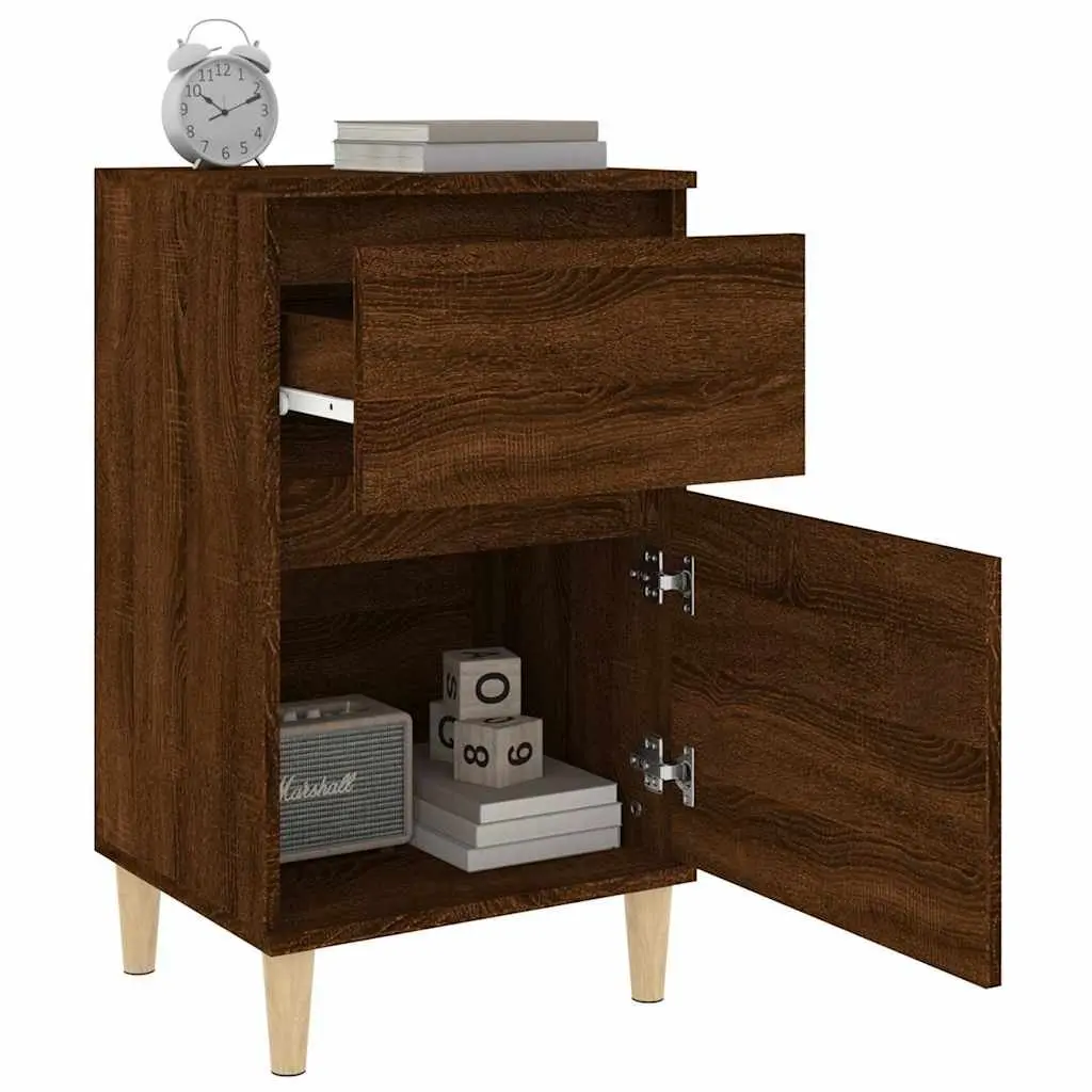 Bedside Table Brown Oak Storage Nightstand 40x35x70cm Engineered Wood