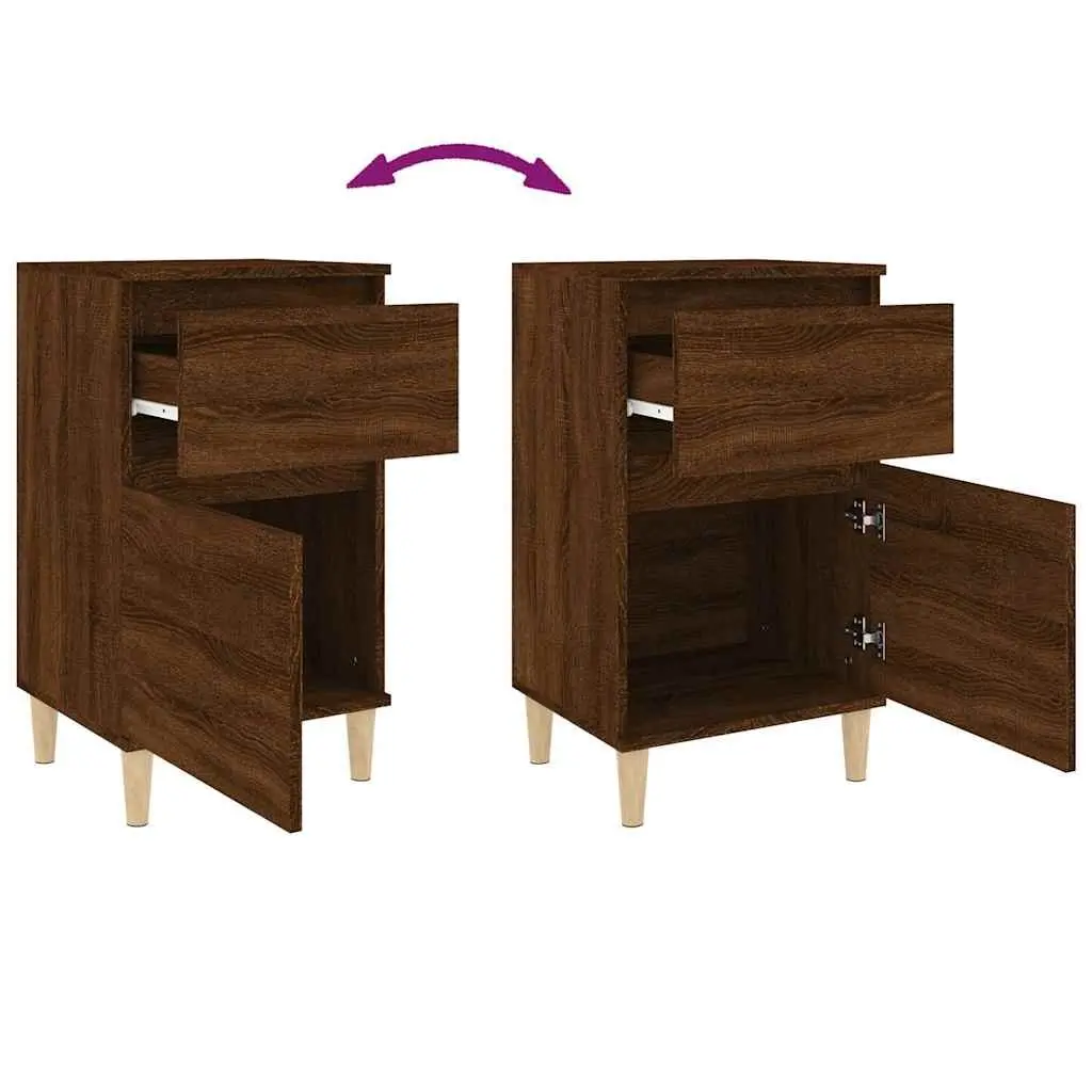 Bedside Table Brown Oak Storage Nightstand 40x35x70cm Engineered Wood