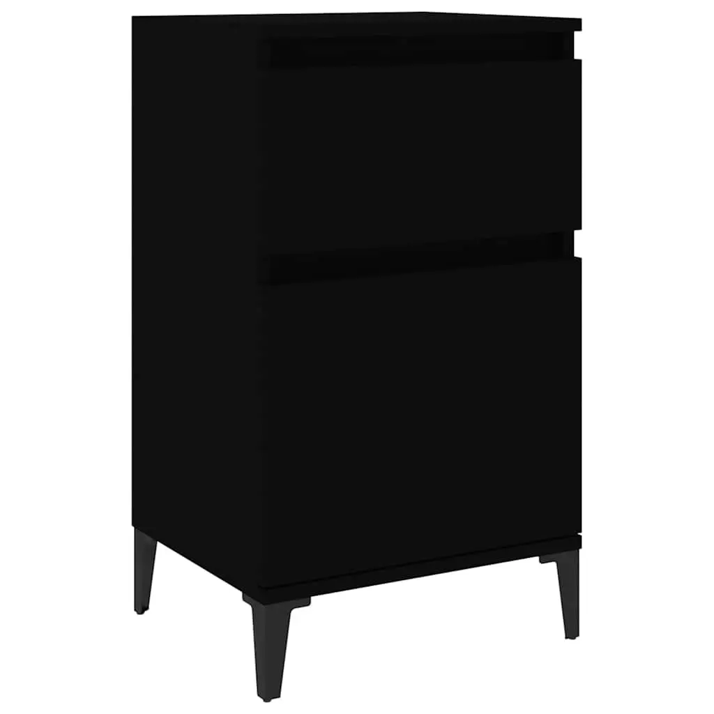 Bedside Cabinet Black 40x35x70cm Engineered Wood Storage Organiser