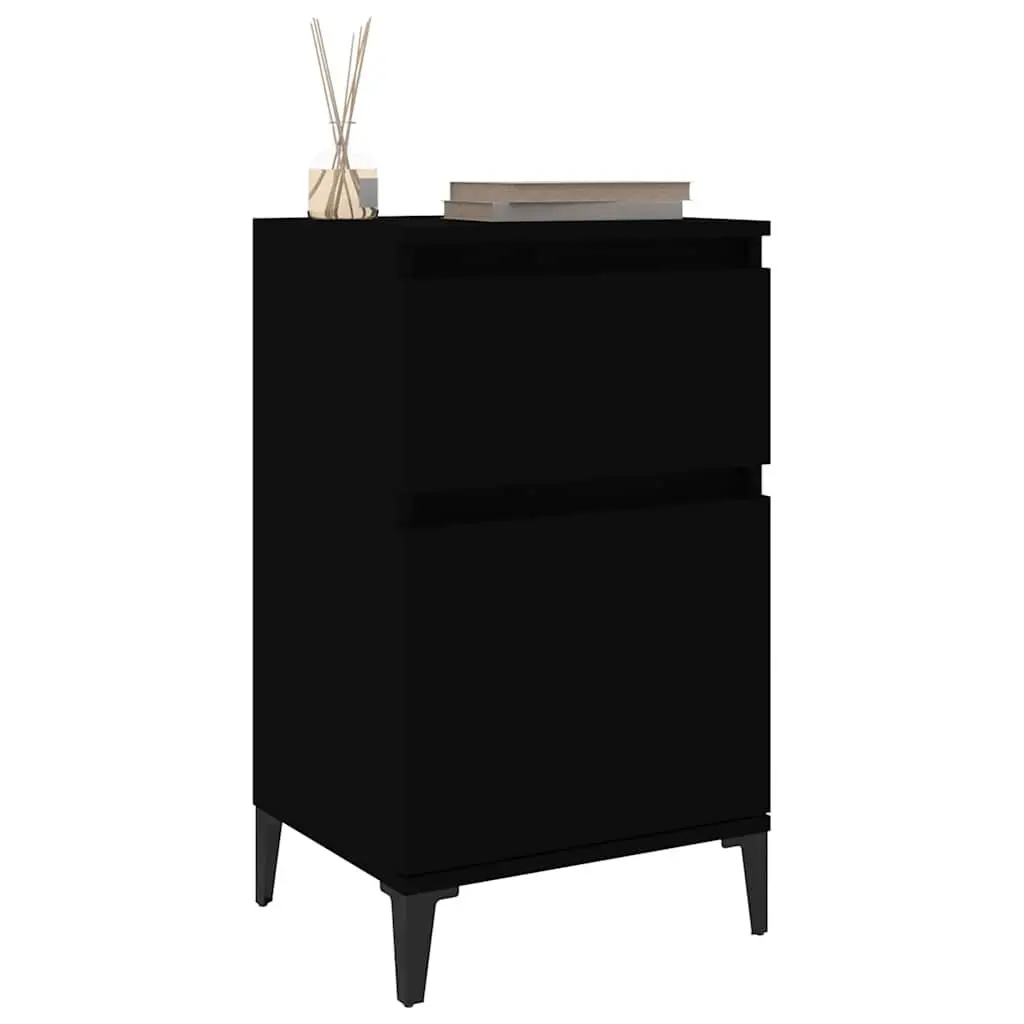 Bedside Cabinet Black 40x35x70cm Engineered Wood Storage Organiser