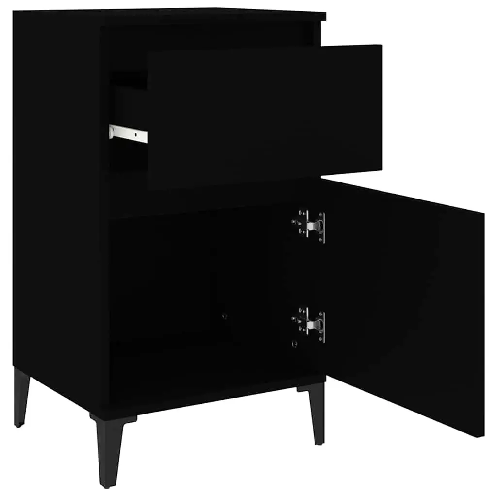 Bedside Cabinets 2 pcs Black Nightstand Storage Bedroom Furniture 40x35x70 cm