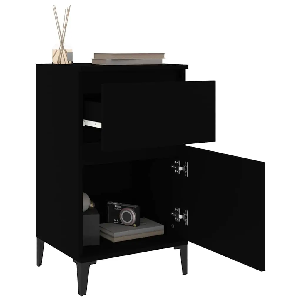 Bedside Cabinets 2 pcs Black Nightstand Storage Bedroom Furniture 40x35x70 cm