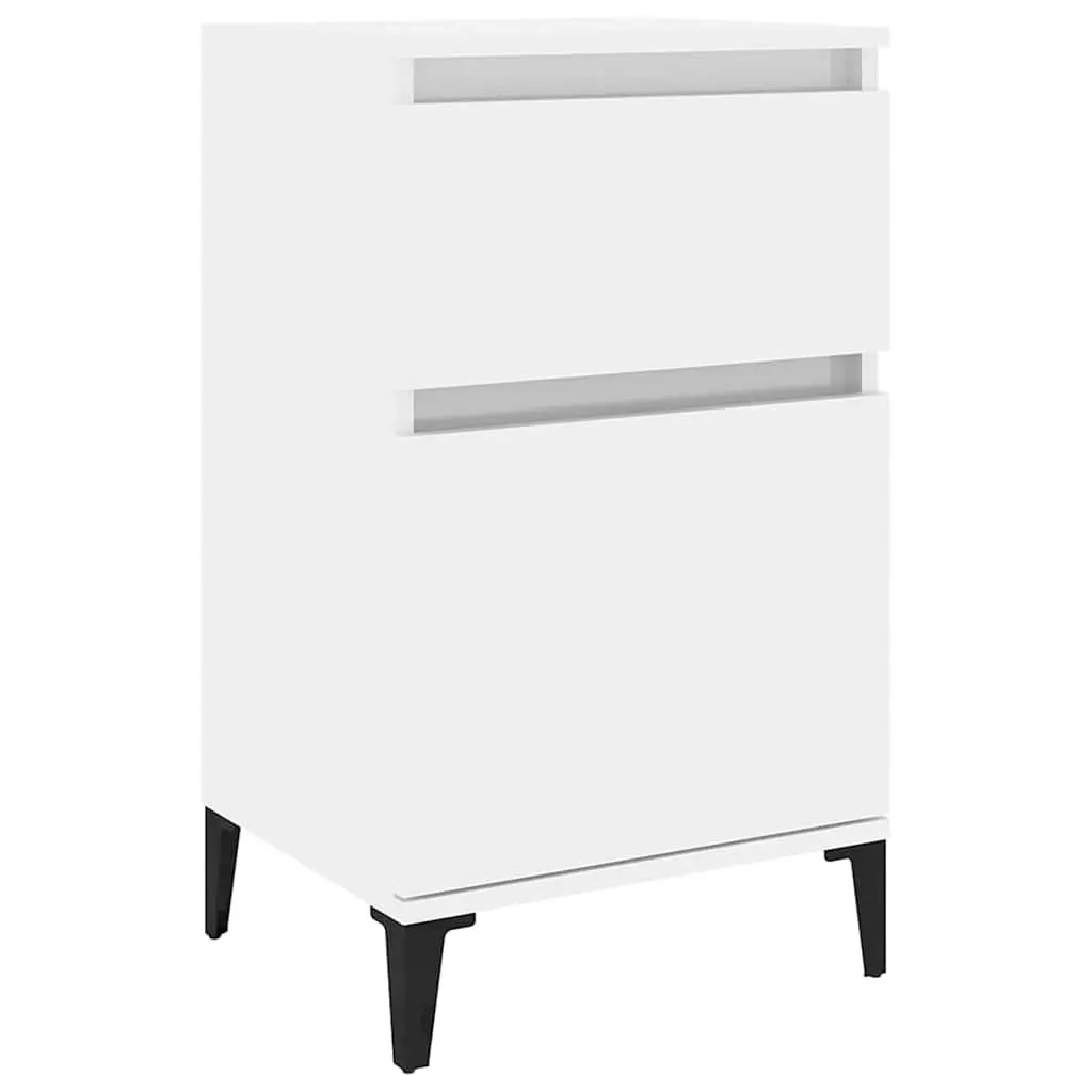 Bedside Cabinet White High Gloss Nightstand Storage Table Engineered Wood 40 x 35 x 70 cm
