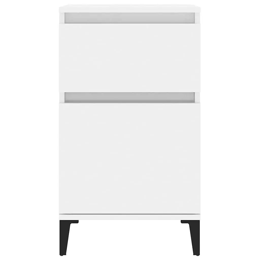 Bedside Cabinet White High Gloss Nightstand Storage Table Engineered Wood 40 x 35 x 70 cm