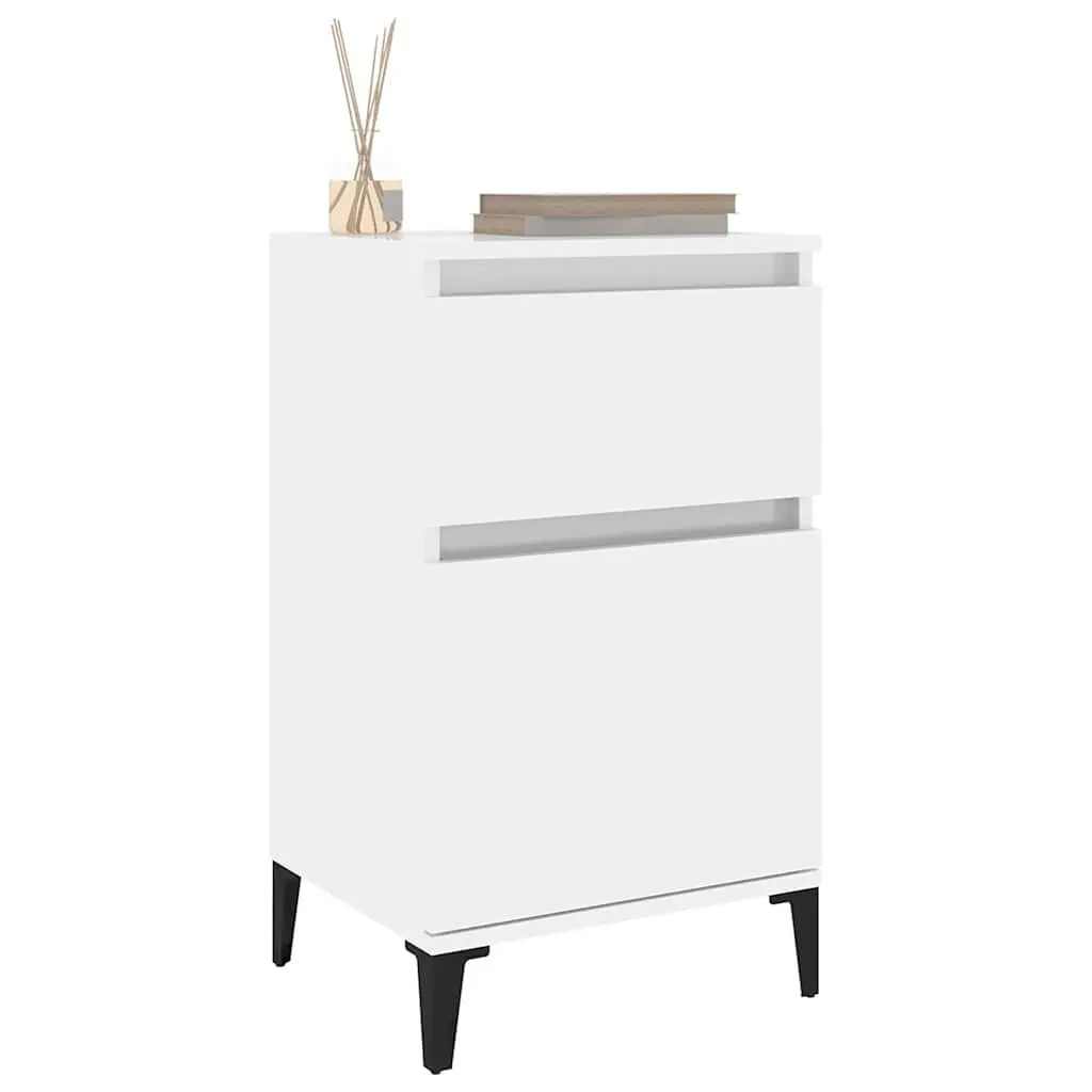 Bedside Cabinet White High Gloss Nightstand Storage Table Engineered Wood 40 x 35 x 70 cm