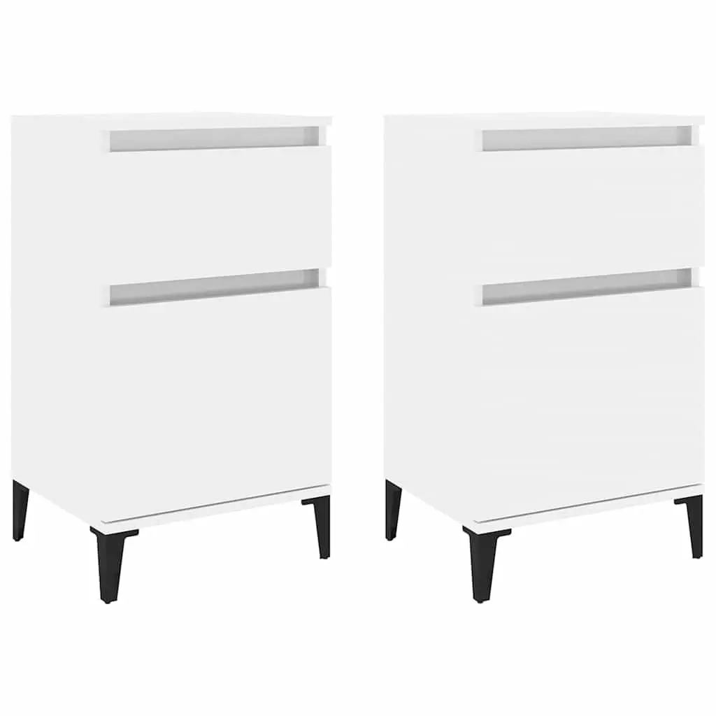 Bedside Cabinets White 40x35x70 cm Engineered Wood Storage Nightstand Furniture 2 Piece