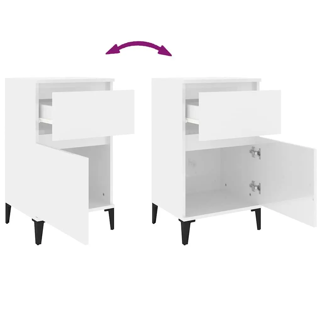 Bedside Cabinets White 40x35x70 cm Engineered Wood Storage Nightstand Furniture 2 Piece