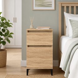 Elegant Brown Bedside Cabinet with Storage Drawer