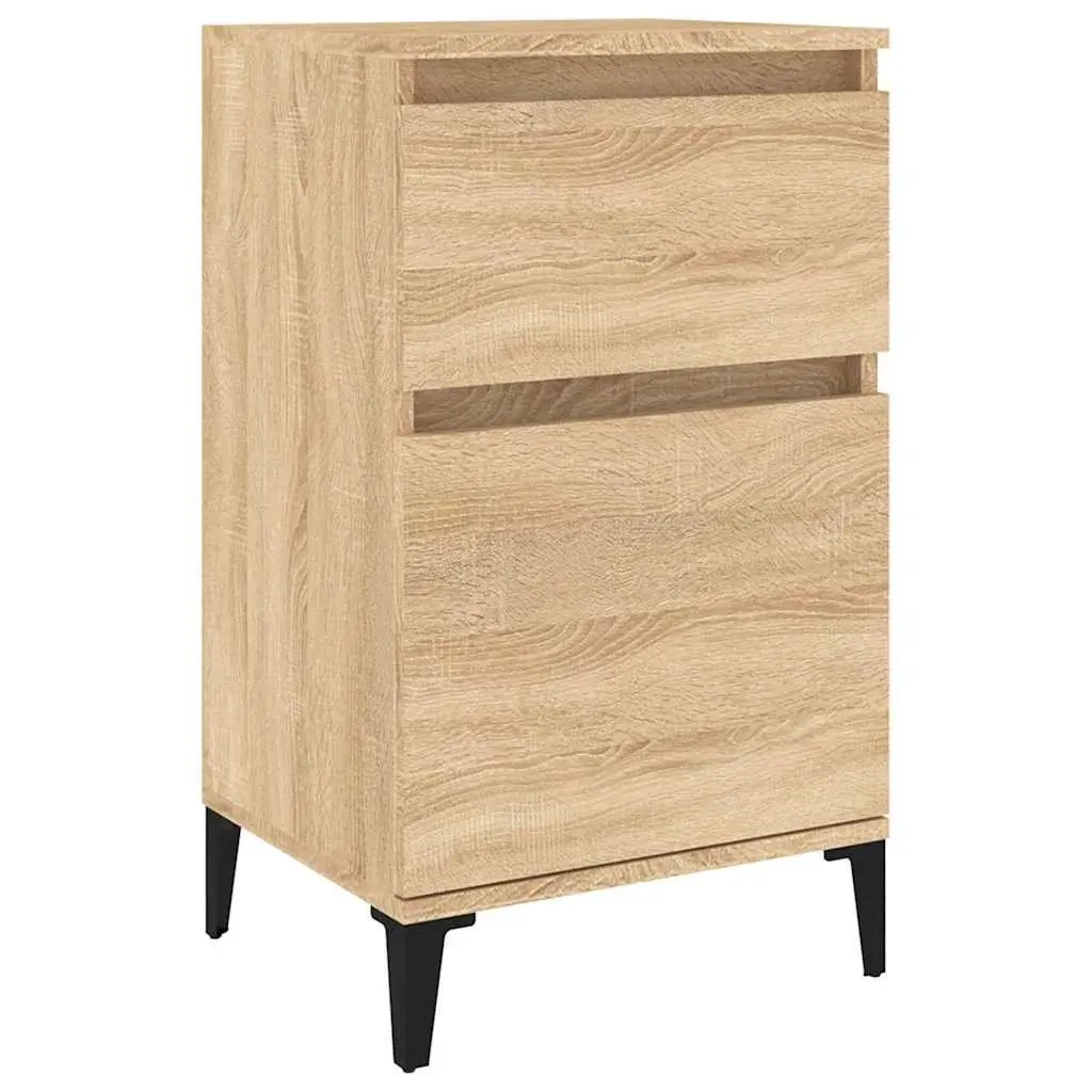 Bedside Table Brown Engineered Wood Storage Drawer Nightstand Bedroom Furniture