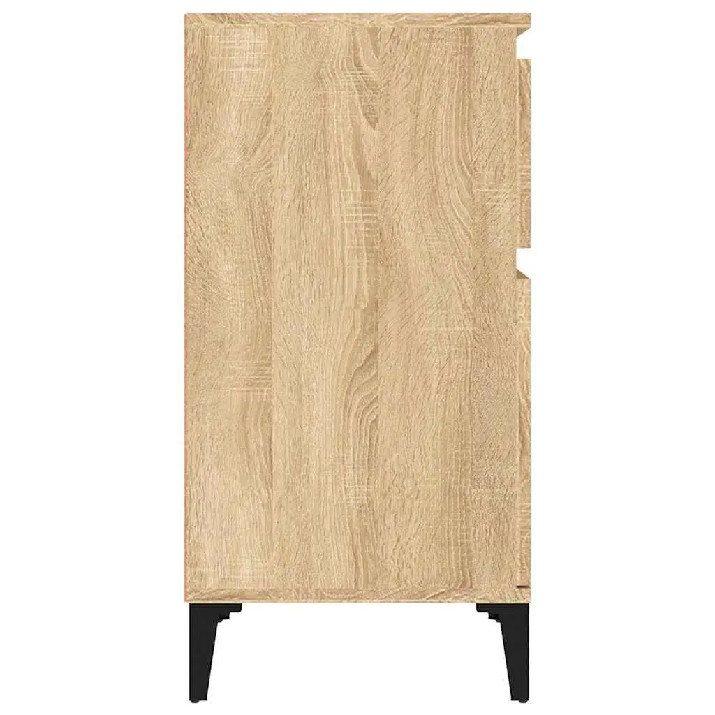 Bedside Table Brown Engineered Wood Storage Drawer Nightstand Bedroom Furniture