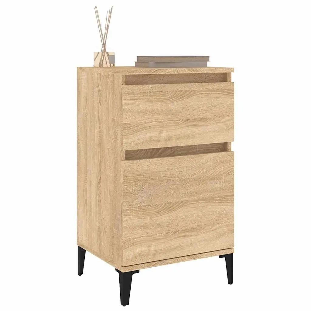 Bedside Table Brown Engineered Wood Storage Drawer Nightstand Bedroom Furniture