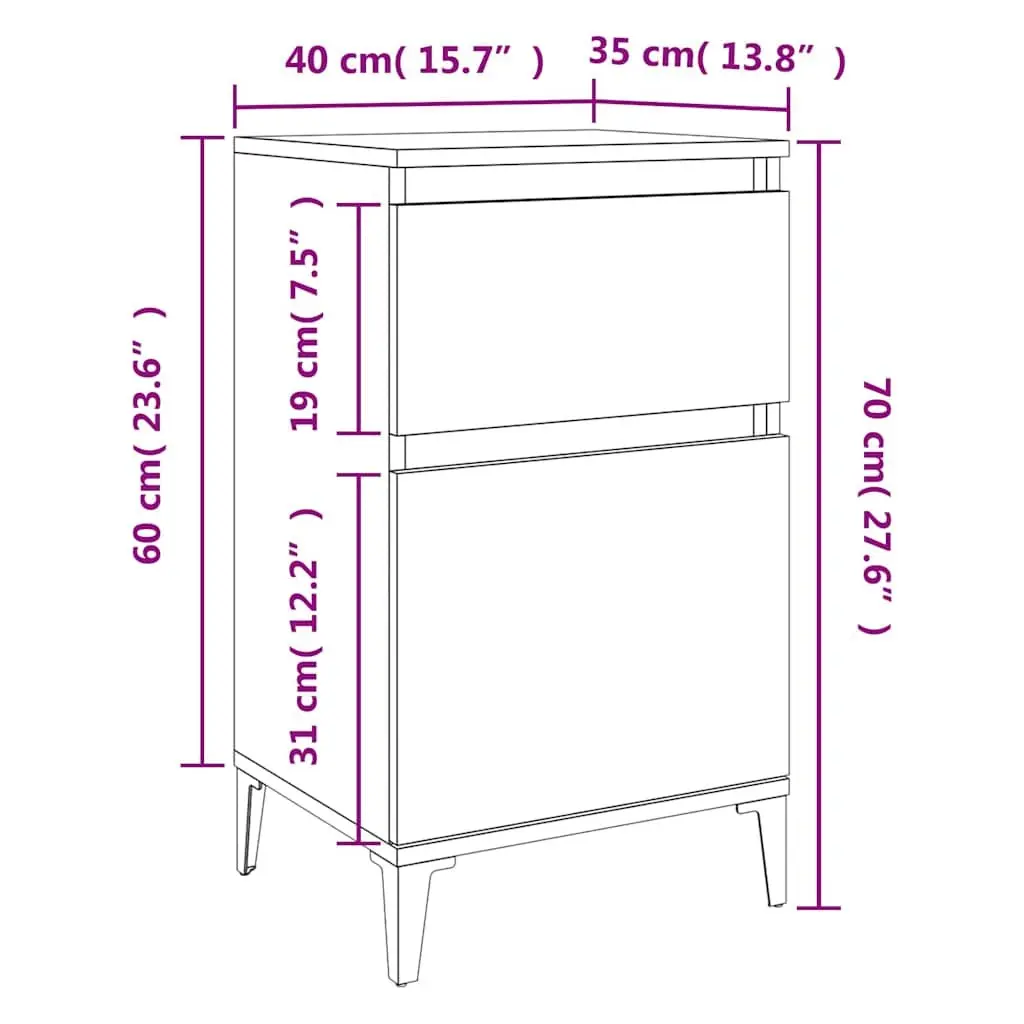 Brown Bedside Cabinets Set of 2 for Storage