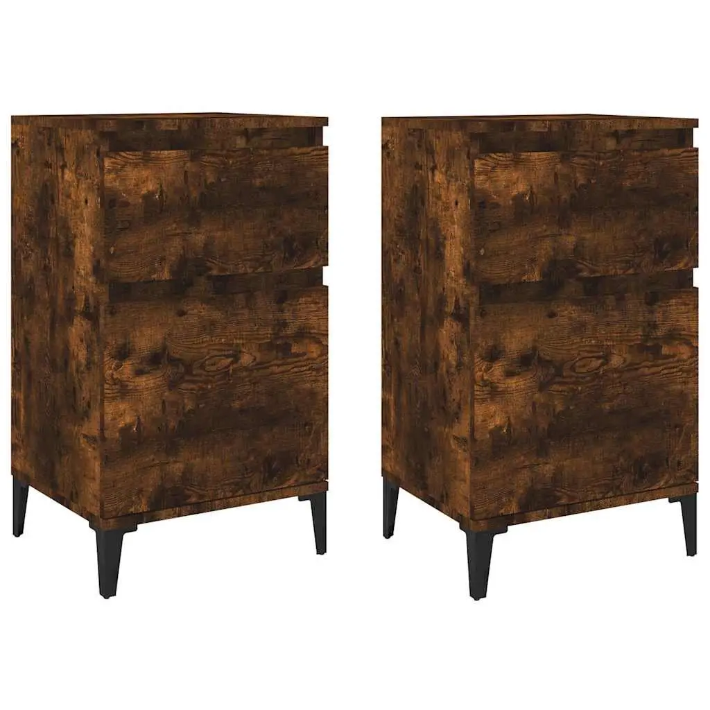Bedside Cabinets 2 pcs Brown Nightstand Storage Bedroom Furniture 40x35x70 cm