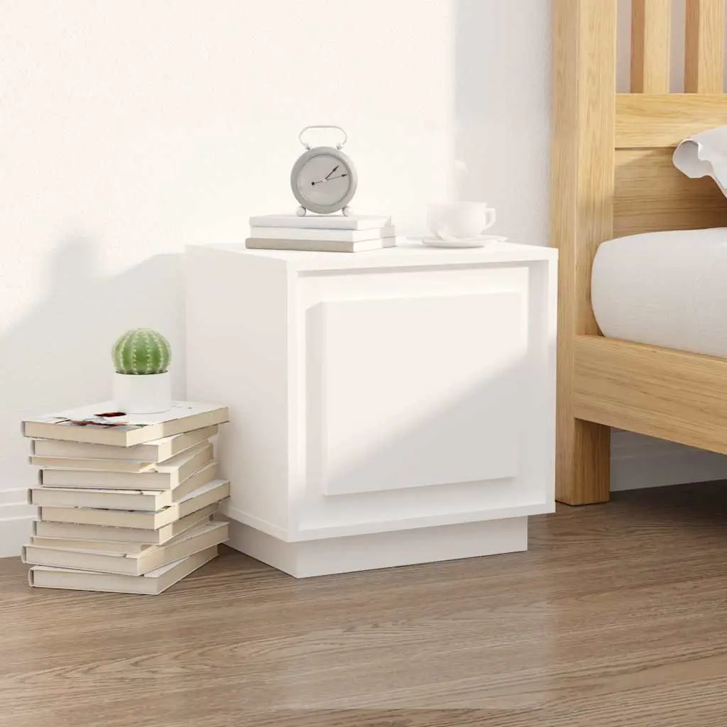 Bedside Cabinets Modern White 44x35x45 cm Engineered Wood Nightstand Storage Cabinet 2 Piece