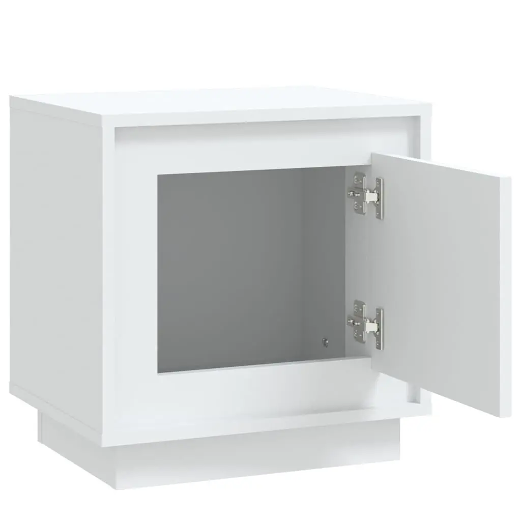 Bedside Cabinets Modern White 44x35x45 cm Engineered Wood Nightstand Storage Cabinet 2 Piece