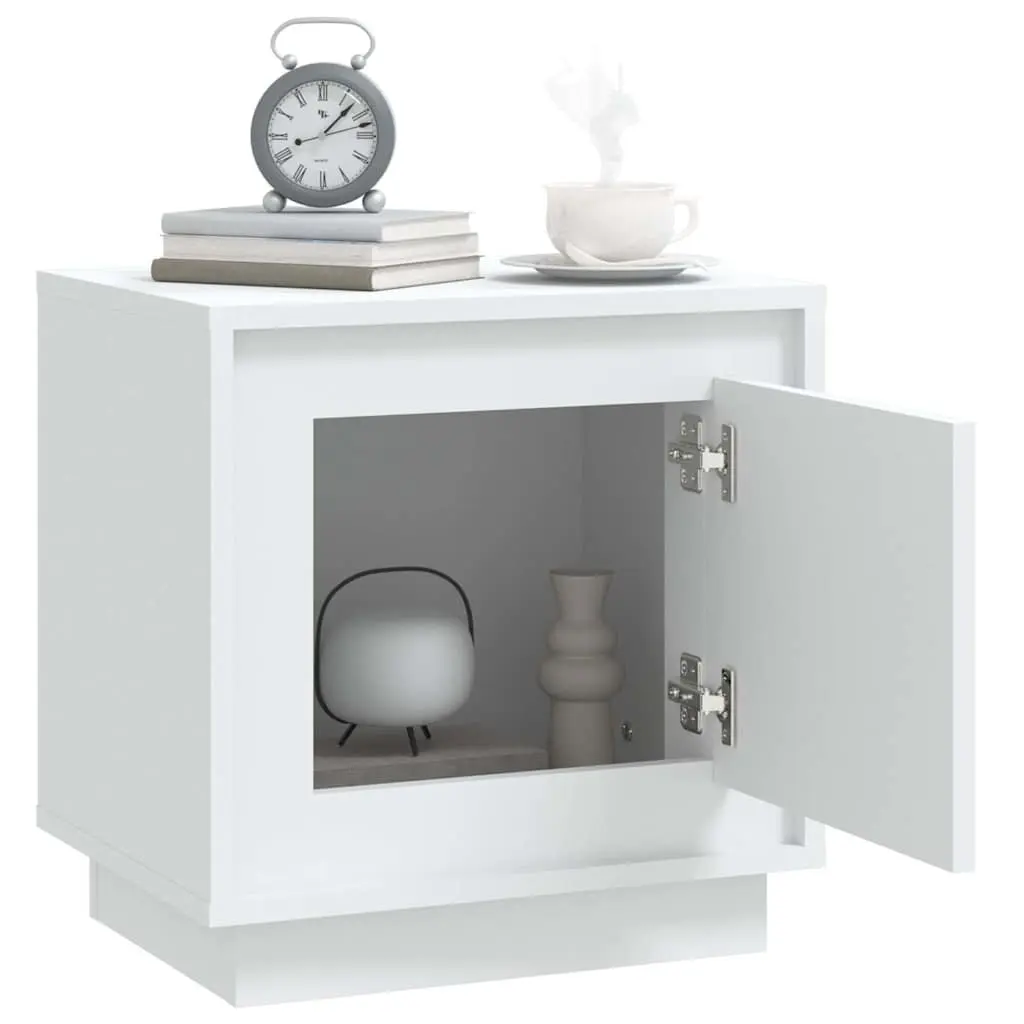 Bedside Cabinets Modern White 44x35x45 cm Engineered Wood Nightstand Storage Cabinet 2 Piece