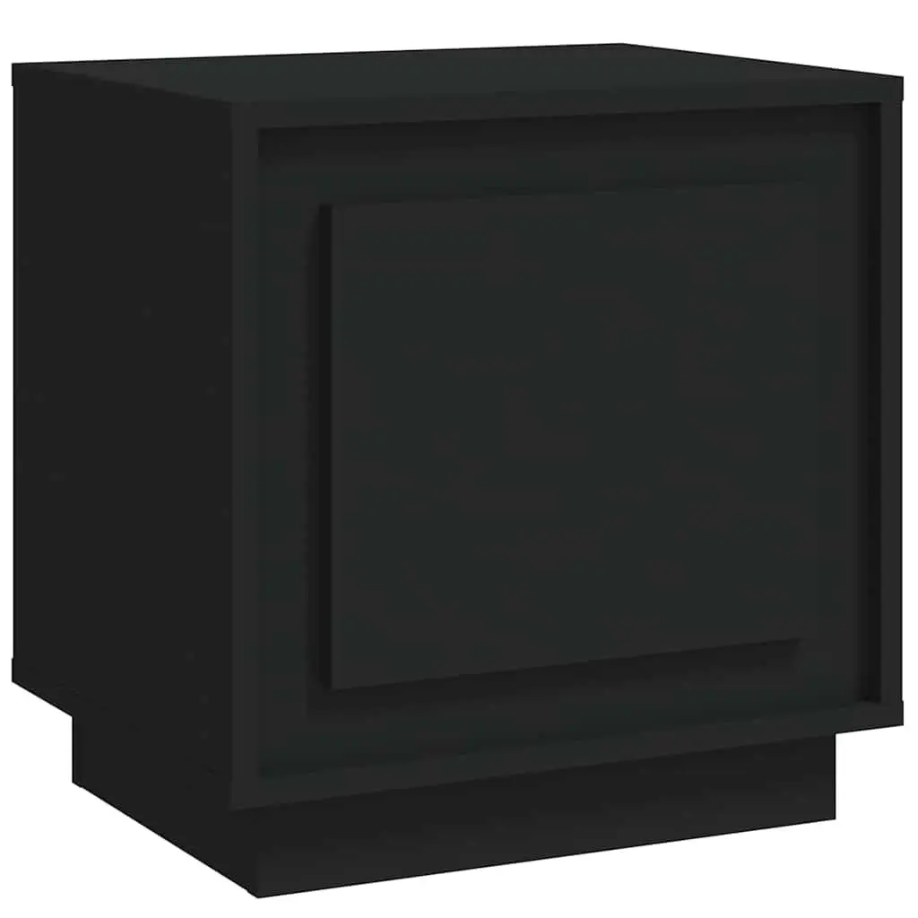 Bedside Cabinet Black Modern Nightstand 44x35x45cm Engineered Wood