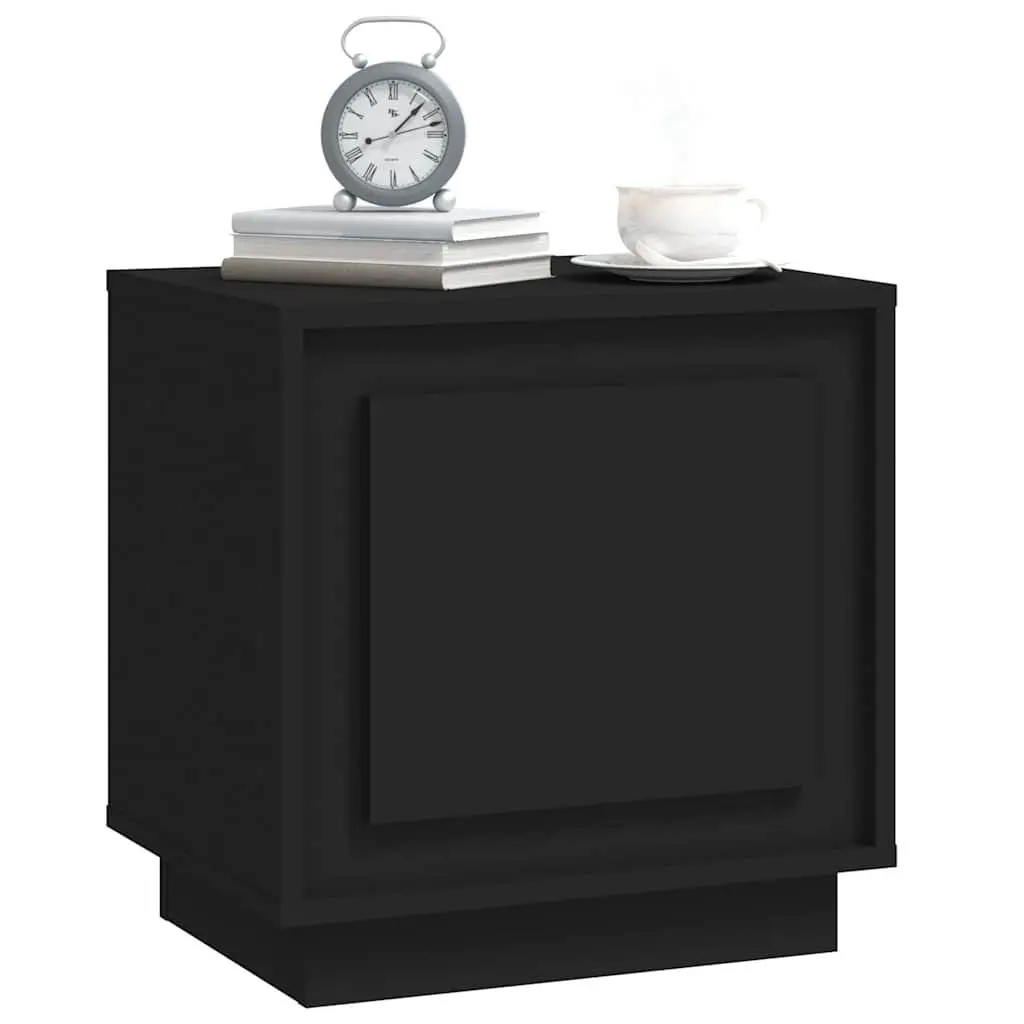 Bedside Cabinet Black Modern Nightstand 44x35x45cm Engineered Wood