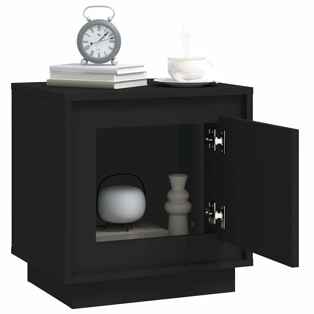 Bedside Cabinet Black Modern Nightstand 44x35x45cm Engineered Wood