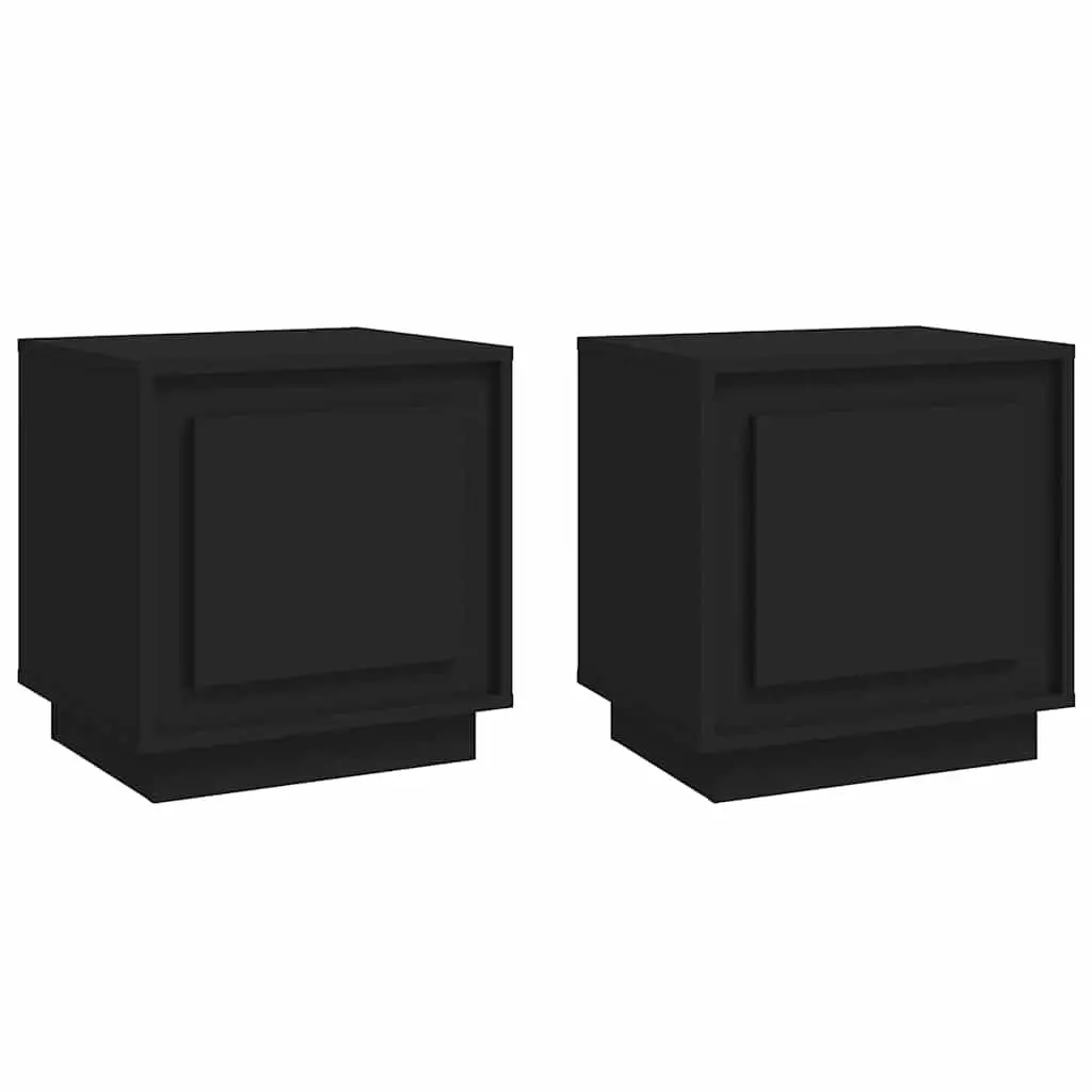 Bedside Cabinets Black 44x35x45 cm Engineered Wood Nightstand Storage 2 Piece