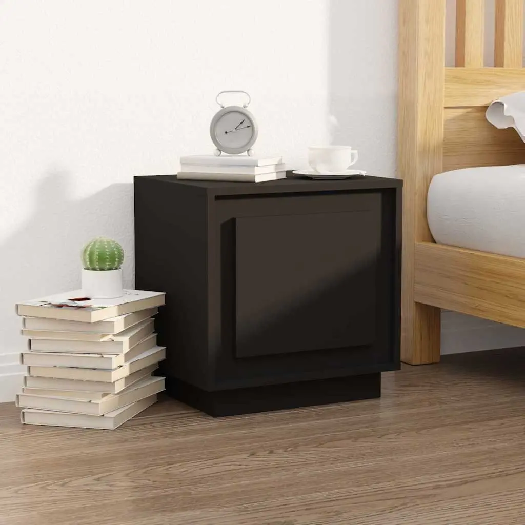 Bedside Cabinets Black 44x35x45 cm Engineered Wood Nightstand Storage 2 Piece