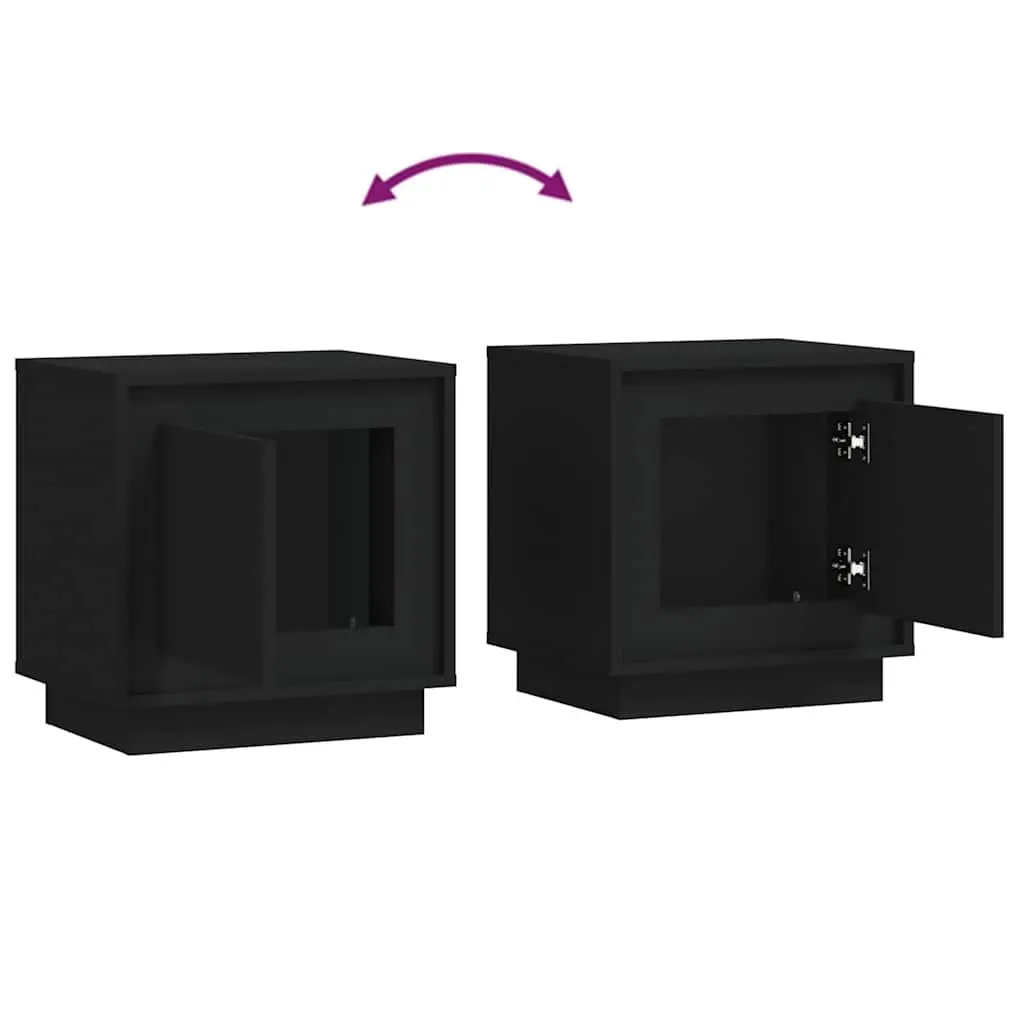 Bedside Cabinets Black 44x35x45 cm Engineered Wood Nightstand Storage 2 Piece