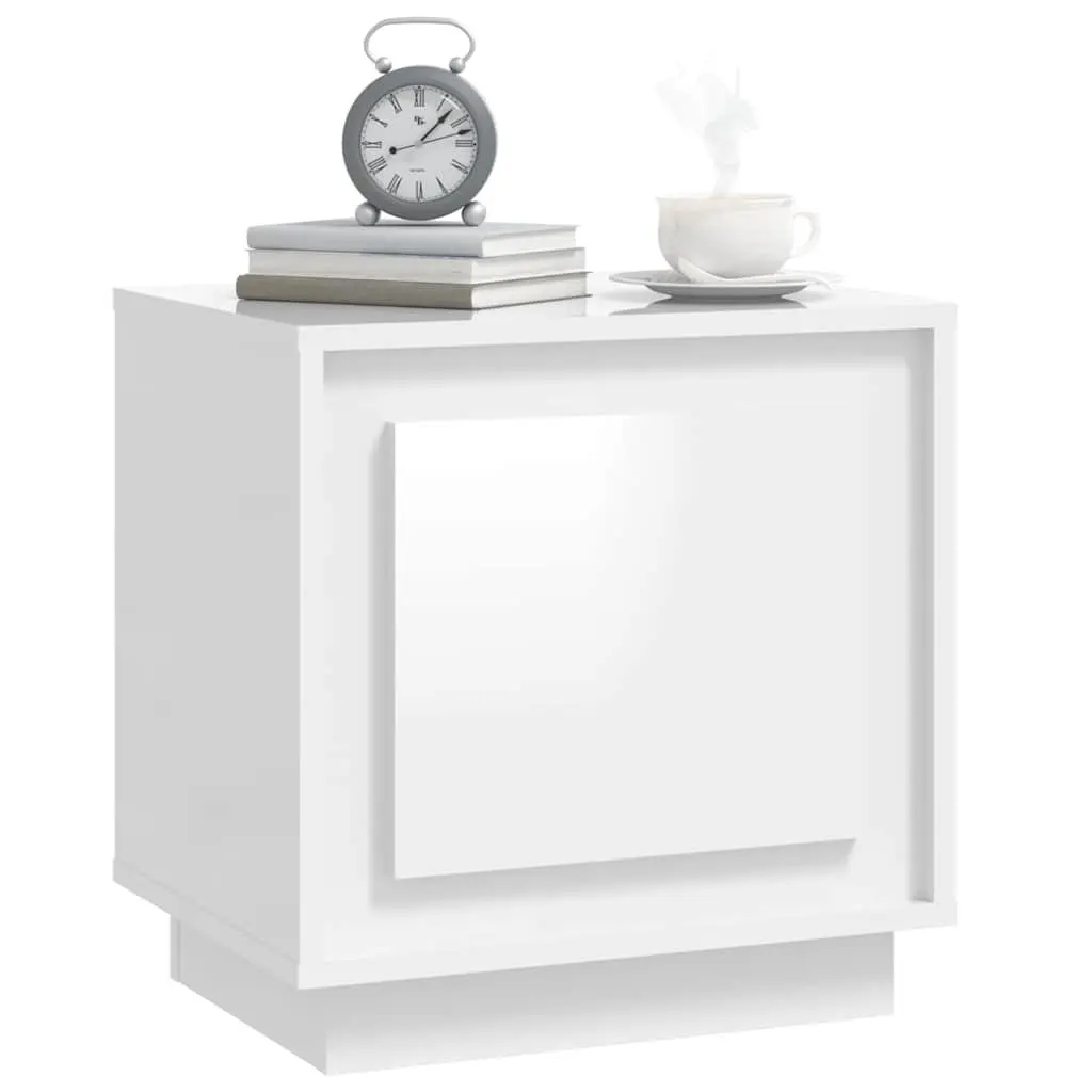 Bedside Cabinet White Modern Nightstand Storage Table Engineered Wood 44x35x45cm