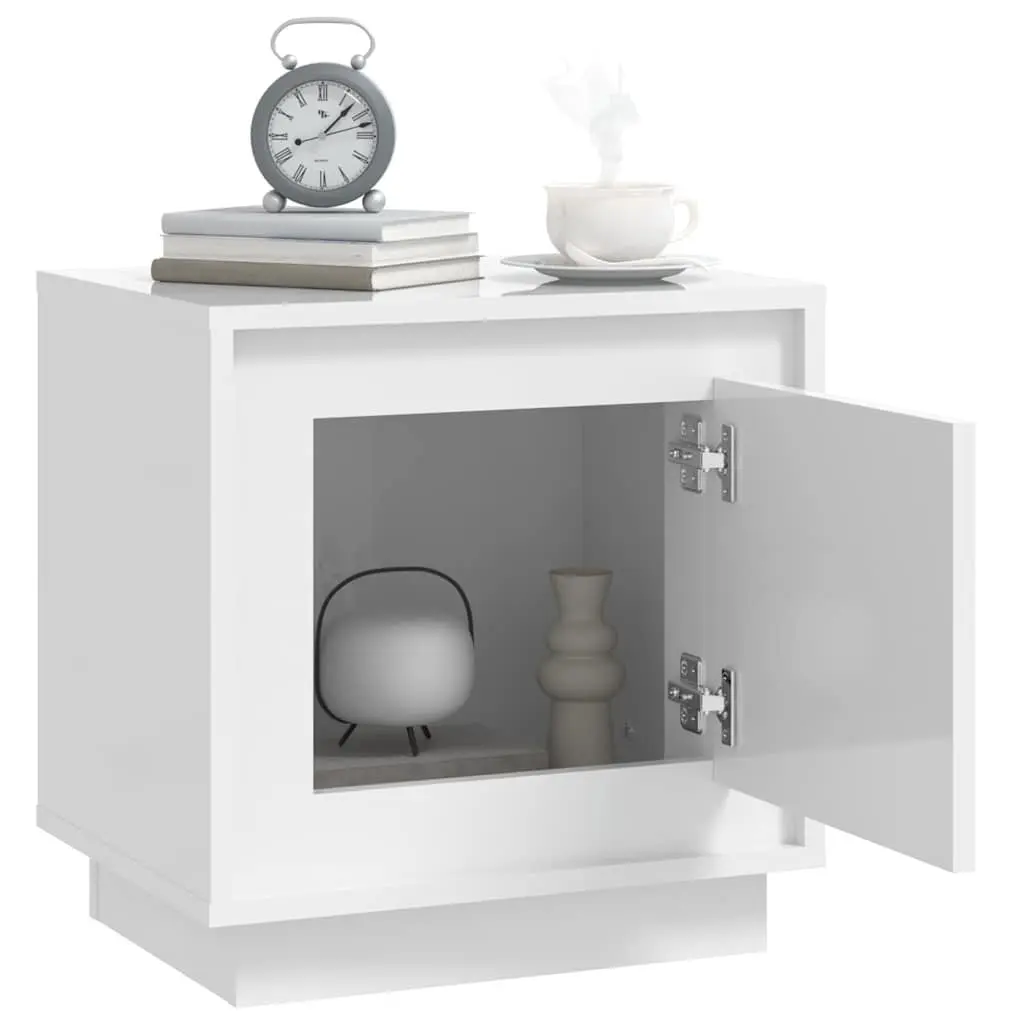 Bedside Cabinets White 44x35x45cm Engineered Wood Modern Nightstand Storage Cabinet Set of 2